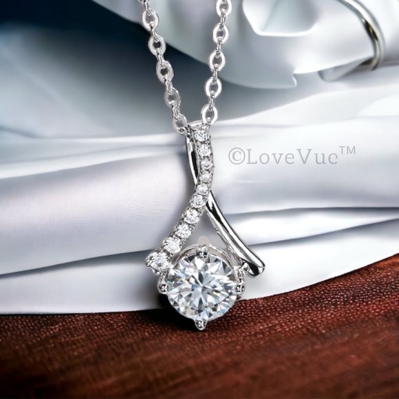 Certified 1ct. t.w. Diamond 4-Prong Water Drop Mermaid Tail Necklace VVS1 - Picture 6 of 16
